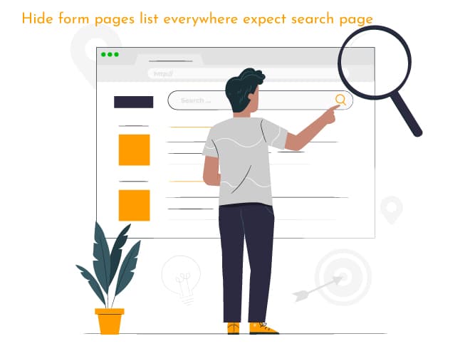 WordPress Post Hide: Hide form pages list everywhere expect search page