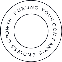 Circular badge reading 'Fueling your company's endless growth'.