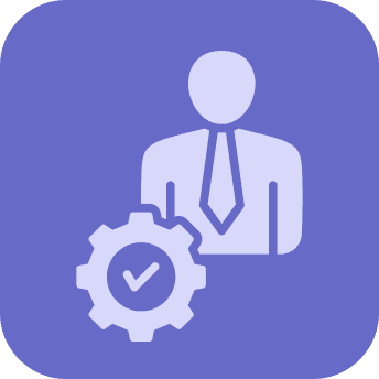Project manager icon: a person with a checked gear.