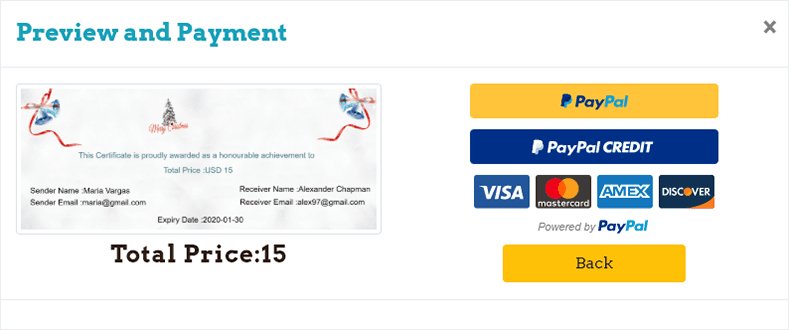 WP Voucher Creator: Gift Vouchers for WordPress: Preview and Payments