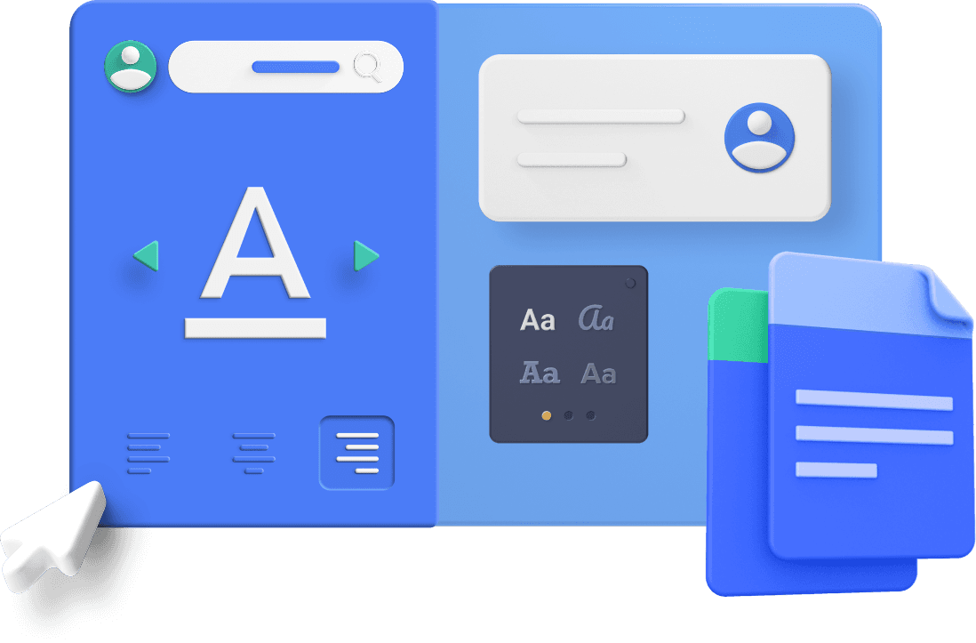 Illustration of a content management dashboard interface, representing hosting and site management tools.
