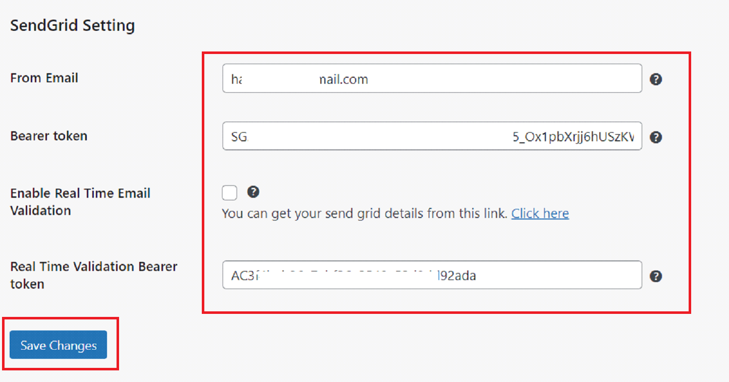 SendGrid Settings SendGrid Settings
