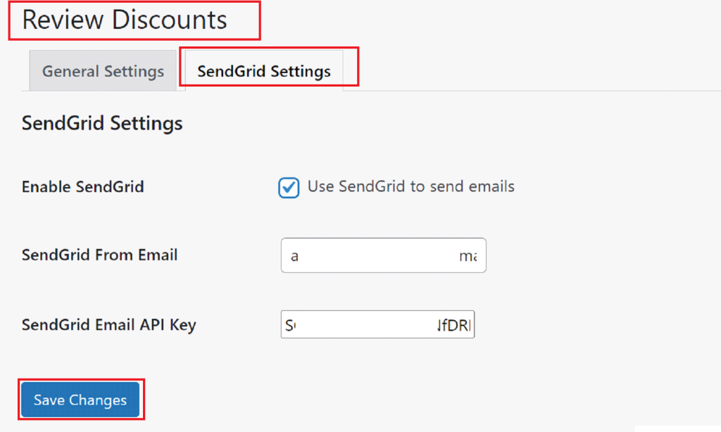 SendGrid Settings