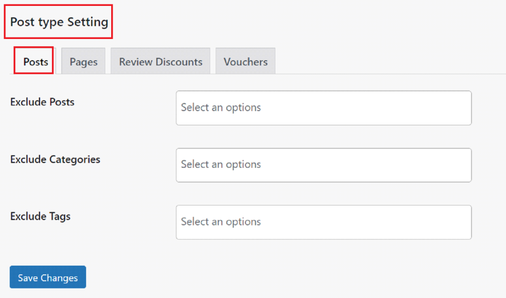 Set up post type settings