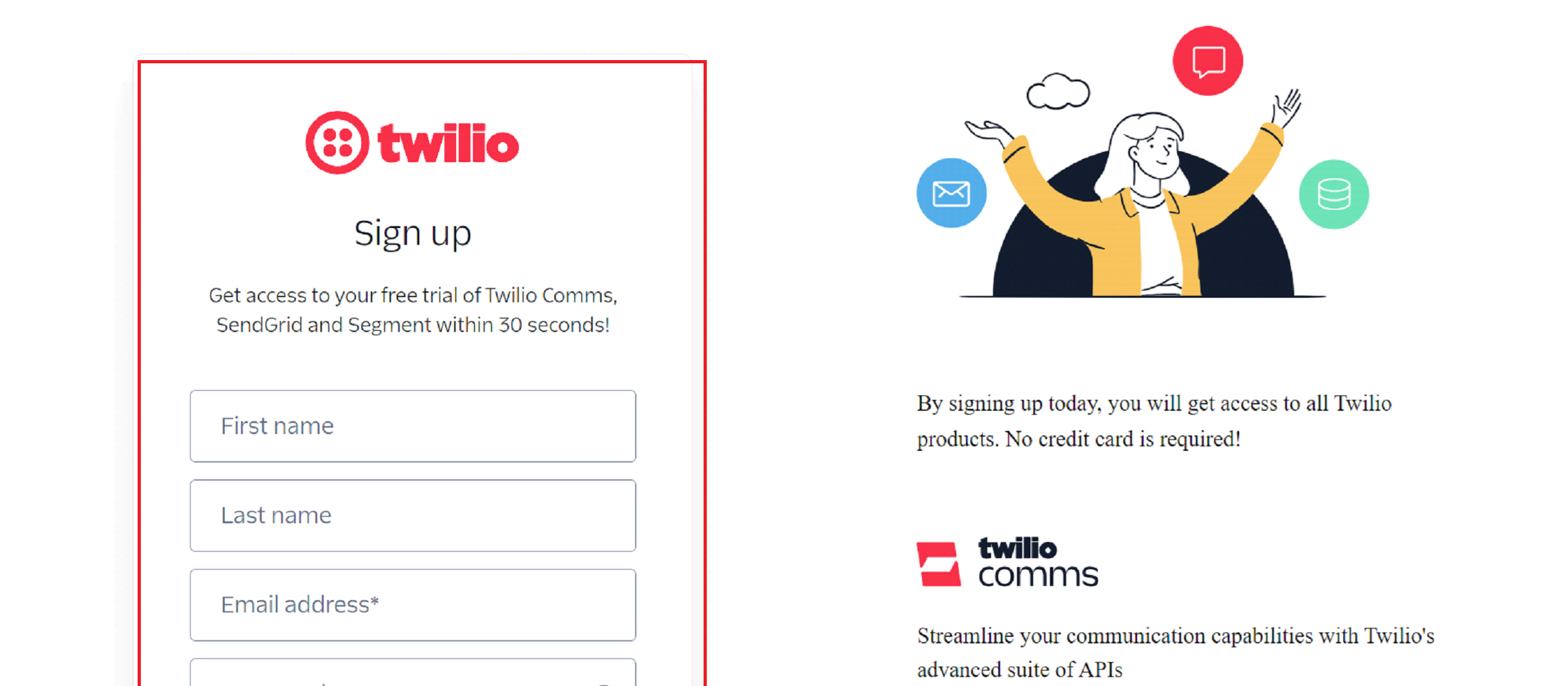 Sign Up for Twilio Sign Up for Twilio