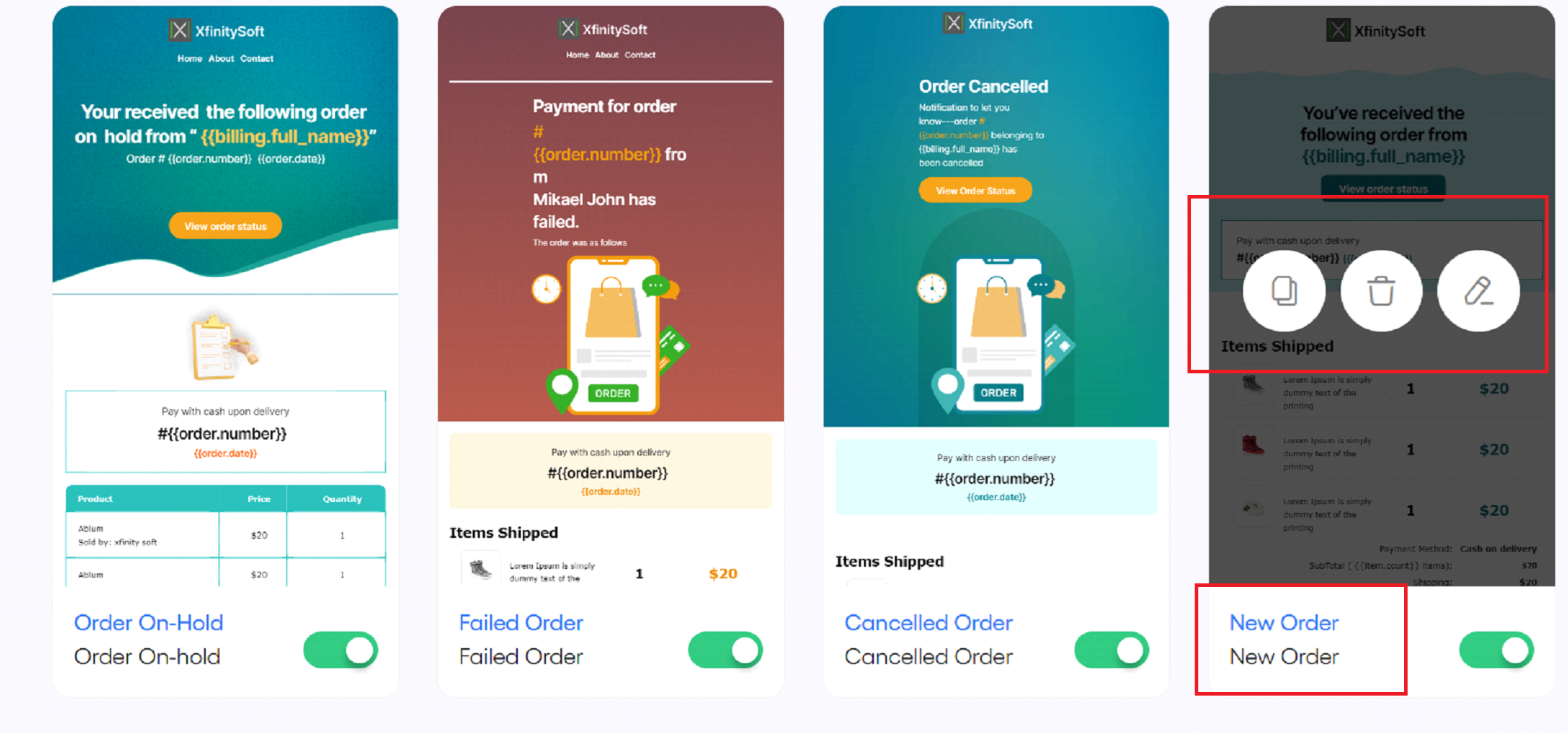 Choose the New Order Email Template Choose the New Order Email Template
