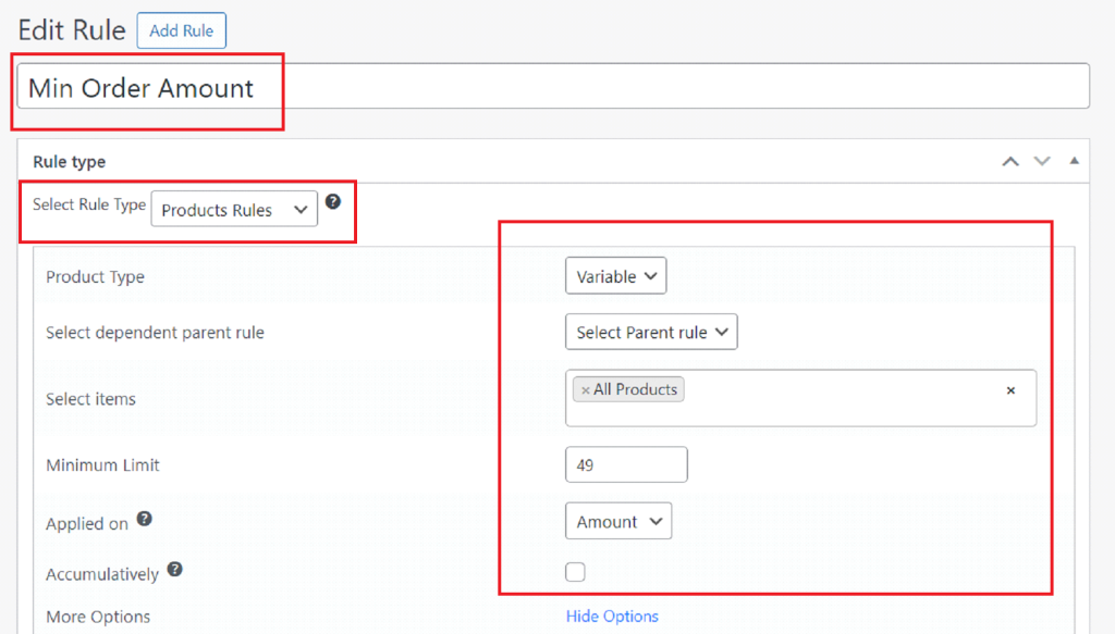 Create New Rule to Set Minimum Order Amount